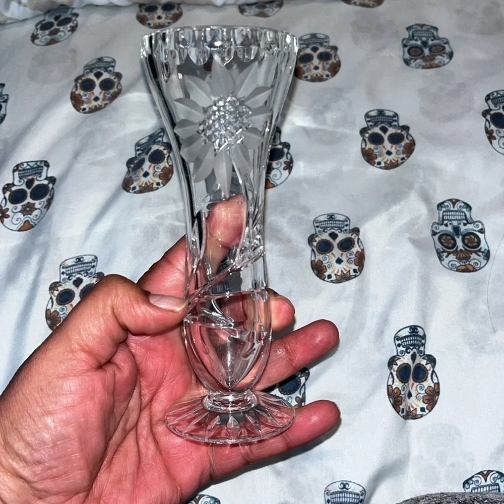 Small Crystal Cut Glass Flower /Posy Vase by Wordsley.